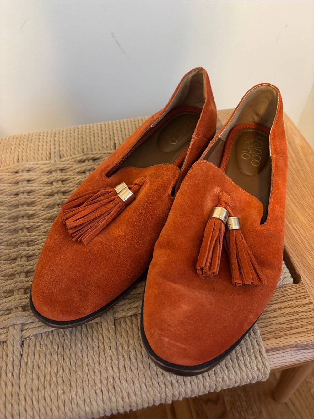 Franco Sarto Men's Orange Suede Tassel Loafers